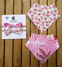 Load image into Gallery viewer, Pink Monstera and Watermelon Bibs&amp;Bows