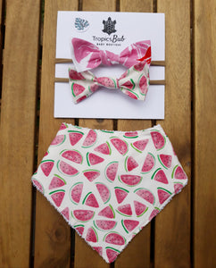 Pink Monstera and Watermelon Bibs&Bows