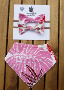 Pink Monstera and Watermelon Bibs&Bows