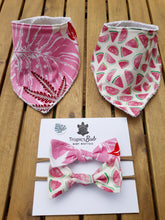 Load image into Gallery viewer, Pink Monstera and Watermelon Bibs&amp;Bows