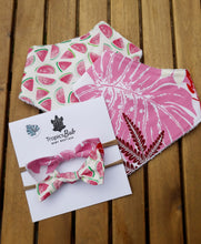 Load image into Gallery viewer, Pink Monstera and Watermelon Bibs&amp;Bows