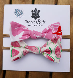 Pink Monstera and Watermelon Bibs&Bows